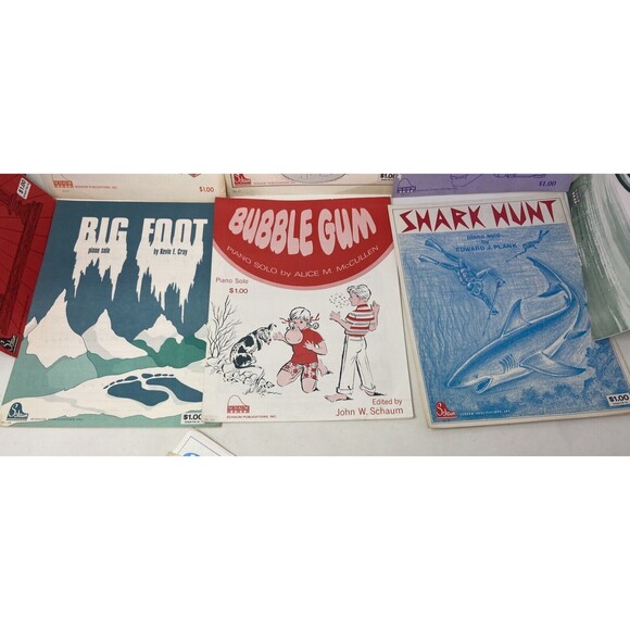 Lot Of 11 Vintage Schaum Piano Solo Sheet Music Books - Video Game, Shark Hunt - Picture 3 of 6